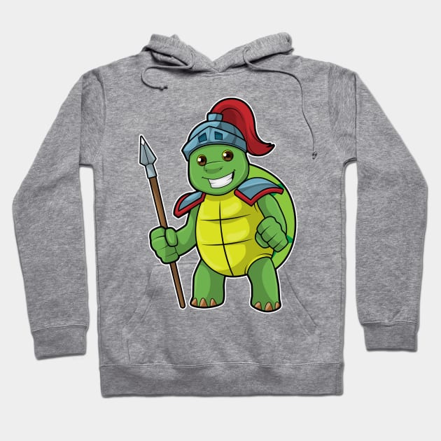 Turtle as Warrior with Spear & Helmet Hoodie by Markus Schnabel